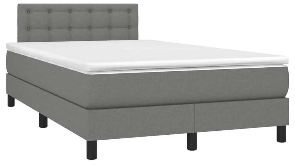 vidaXL Κρεβάτι Boxspring με Στρώμα Σκούρο Γκρι 120x190 εκ Υφασμάτινο