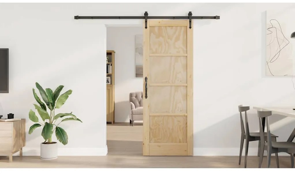 vidaXL Συρόμενη Πόρτα Καφέ 73.5 x 198.5 εκ. Μασίφ ξύλο πεύκου