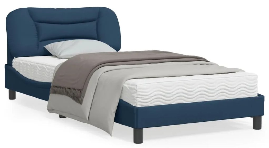 Πλαίσιο κρεβατιού με LED χωρίς στρώμα Hvar Μπλε 100x200 cm Ύφασμα