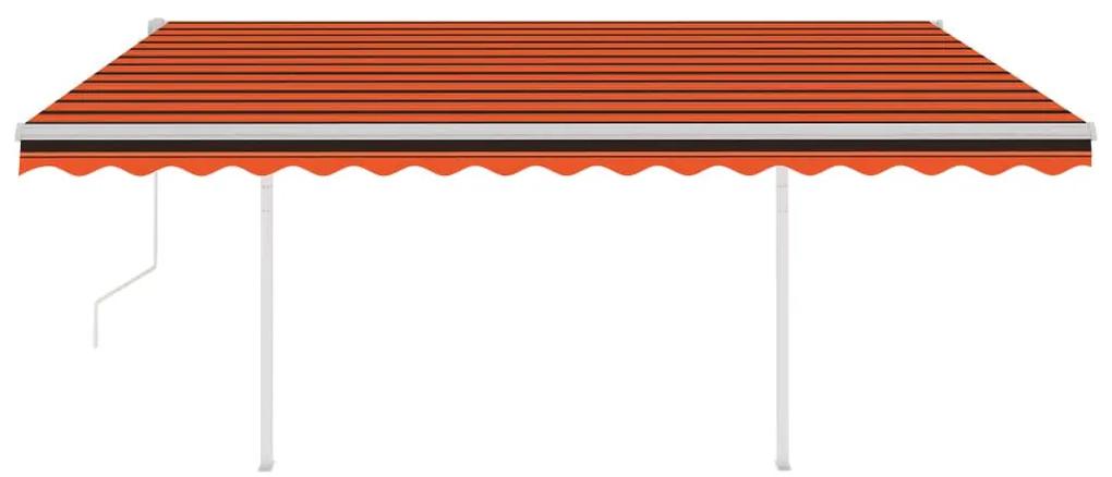 Τέντα Συρόμενη Αυτόματη με Στύλους Πορτοκαλί/Καφέ 4,5x3,5 μ. - Πολύχρωμο
