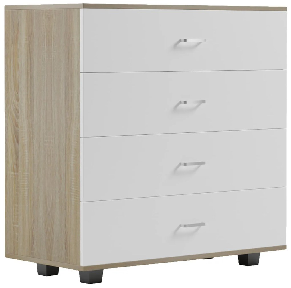 CHEST OF DRAWERS WITH 4 DRAWERS  MELAMINE IN SONAMA-WHITE 80x40x83Hcm.