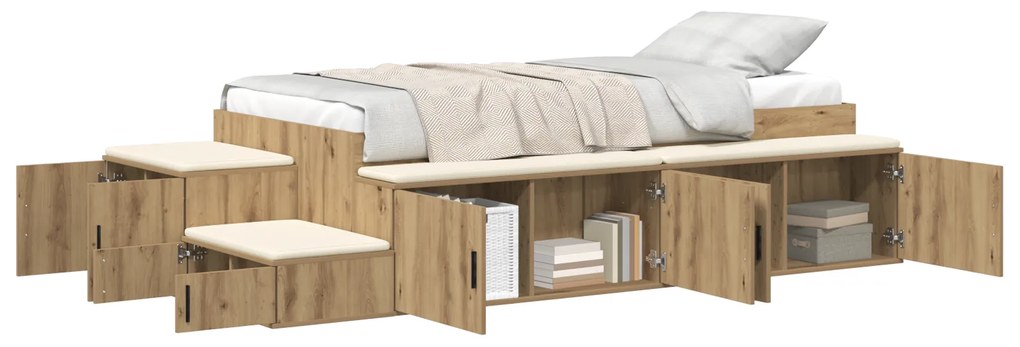 vidaXL Κρεβάτι με αποθηκευτικό χώρο artisan δρυς 244 x 118 x 53.5 εκ.
