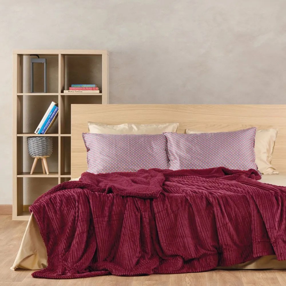 Κουβέρτα Γούνινη Spencer 42 Wine Kentia Υπέρδιπλo 240x220cm Πολυέστερ