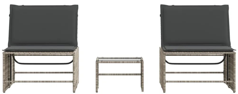 vidaXL Ξαπλώστρες 2 τεμ. με Τραπέζι Ανοιχτό Γκρι από Συνθετικό Ρατάν