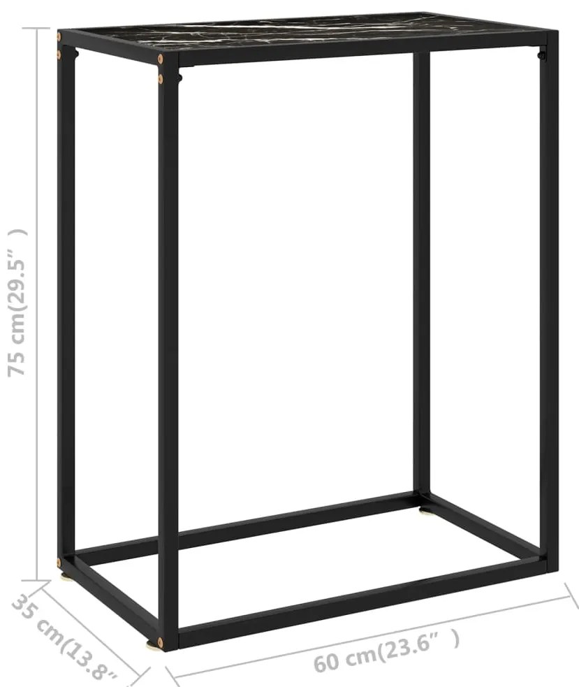 vidaXL Τραπέζι Κονσόλα Μαύρο 60 x 35 x 75 εκ. από Ψημένο Γυαλί