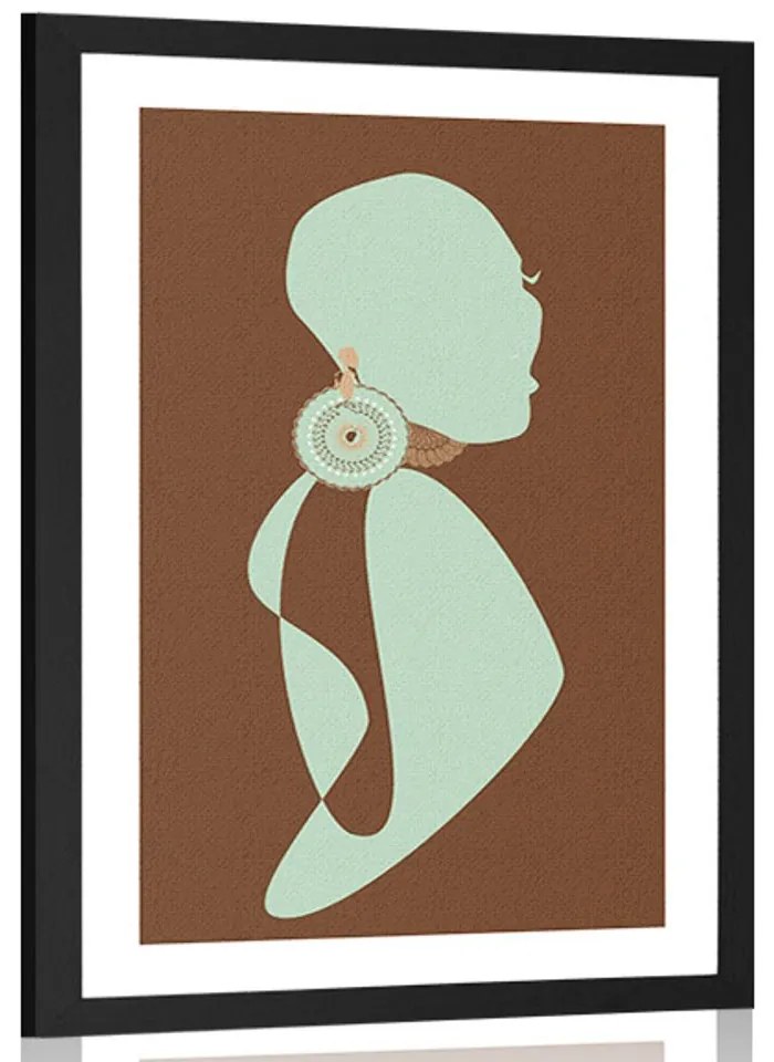 Αφίσα με παρπαστού Γυναικεία φιγούρα σε σκοτεινό φόντο - 40x60 silver