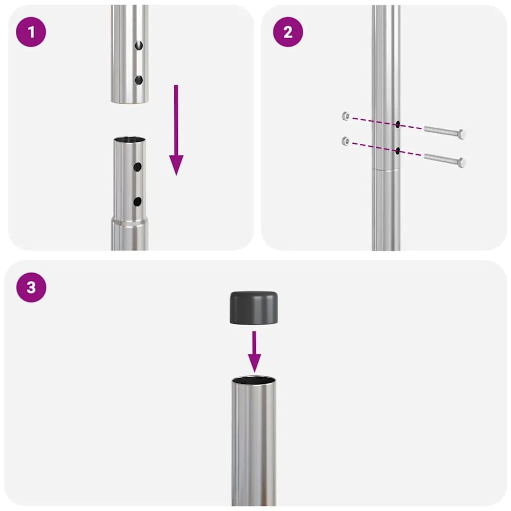 vidaXL Πό posts φράχτη 2 pcs Ασημί 180 cm Ατσάλι με Επικάλυψη Πούδρας