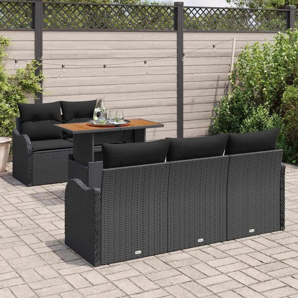 vidaXL Σετ Καναπέ Κήπου με μαξιλάρι 6 pcs Μαύρο 100 x 55 x 73 εκ