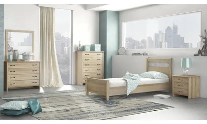 Savvidis Furniture  Σετ Κρεβατοκάμαρας 5τμχ (κρεβάτι για στρώμα 90x190, 1 κομοδίνο, συρταριέρα, τουαλέτα και καθρέφτης) N27 Λάττε Μελαμίνη BEST-891068
