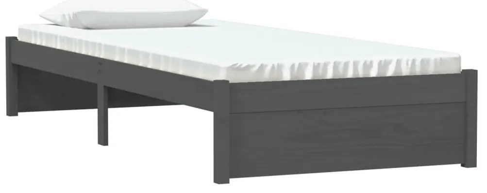 vidaXL Πλαίσιο Κρεβατιού Γκρι 75 x 190 εκ. από Μασίφ Ξύλο Small Single