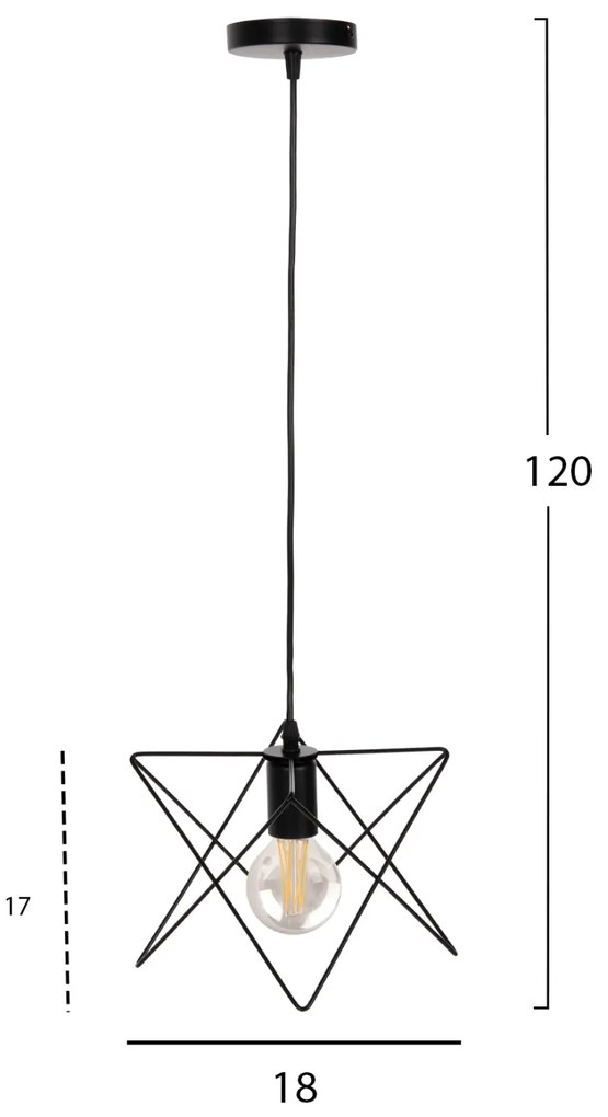 ΦΩΤΙΣΤΙΚΟ ΟΡΟΦΗΣ ΚΡΕΜΑΣΤΟ HM4075 ΜΑΥΡΟ ΜΕΤΑΛΛΙΚΟ ΚΑΠΕΛΟ 18x17x120Υεκ. - Μέταλλο - HM4075