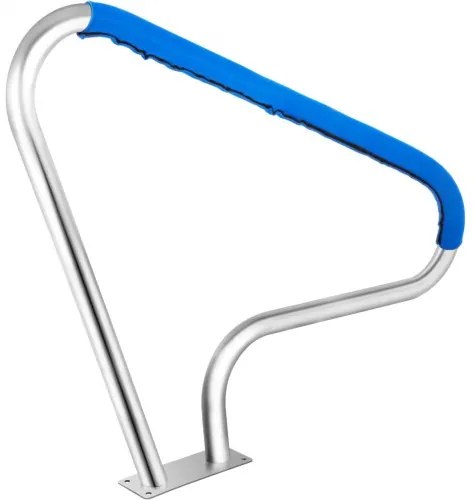 VEVOR Pool Rail 48x36&quot; Pool Railing 304 Stainless Steel 250LBS Load Capacity Silver Rustproof Pool Handrail Humanized Swimming Pool Handrail with Blue Grip Cover &amp; M8 Drill Bit &amp; Self-taping Screws