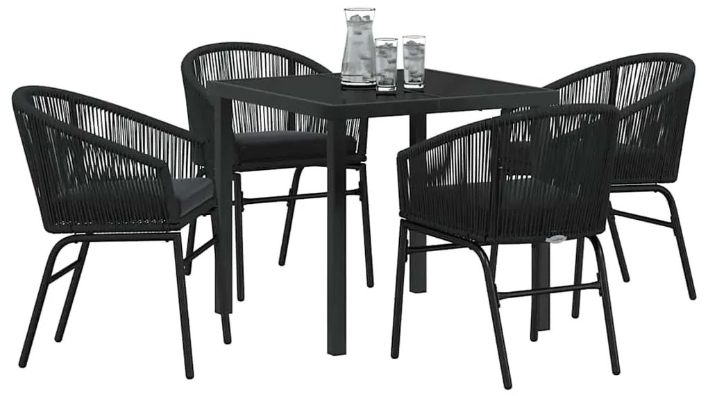 vidaXL Σέτ φαγητού για κήπο 5 pcs Μαύρο Πολυ ράταν