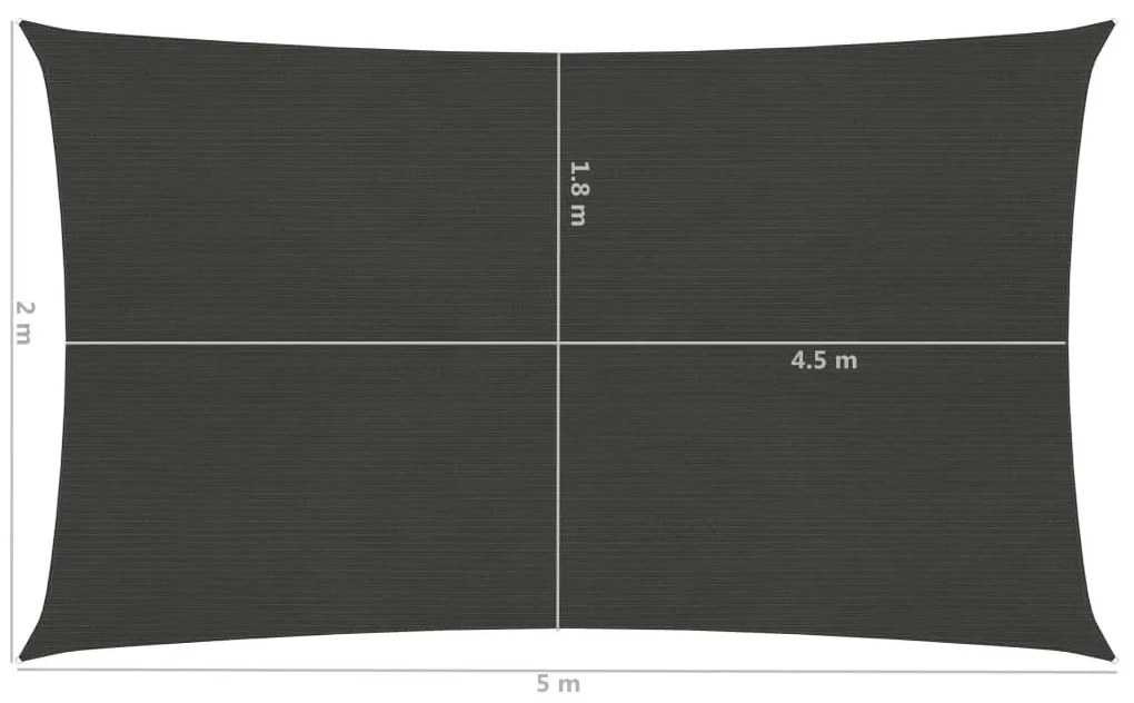 Πανί Σκίασης Ανθρακί 2 x 5 μ. από HDPE 160 γρ./μ² - Ανθρακί