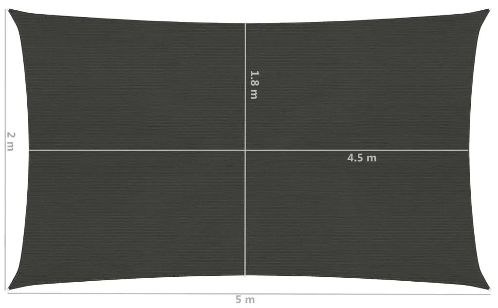 Πανί Σκίασης Ανθρακί 2 x 5 μ. από HDPE 160 γρ./μ²  - Ανθρακί