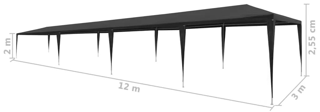 vidaXL Τέντα Εκδηλώσεων Ανθρακί 3 x 12 μ. από Πολυαιθυλένιο