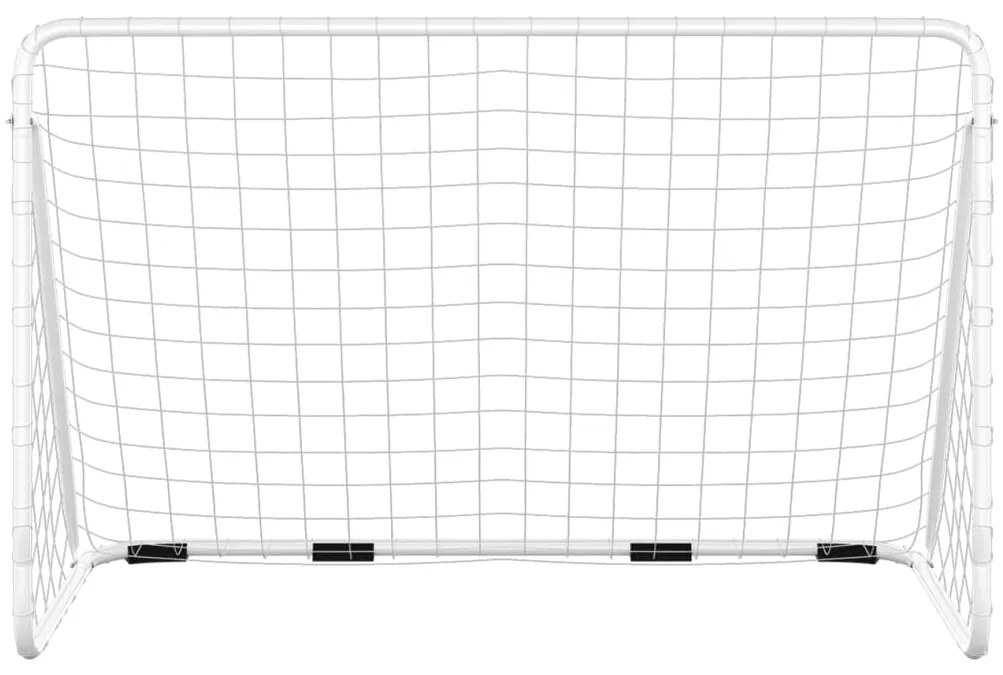 vidaXL Τέρμα Ποδοσφαίρου με Δίχτυ Λευκό 180 x 90 x 120 εκ. Ατσάλινο