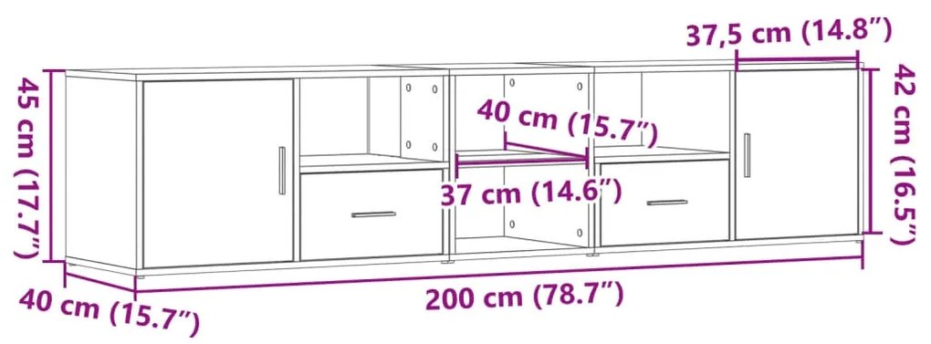 Ντουλάπι Γωνιακό Μαύρο 200x40x45 εκ. από Επεξεργασμένο Ξύλο - Μαύρο