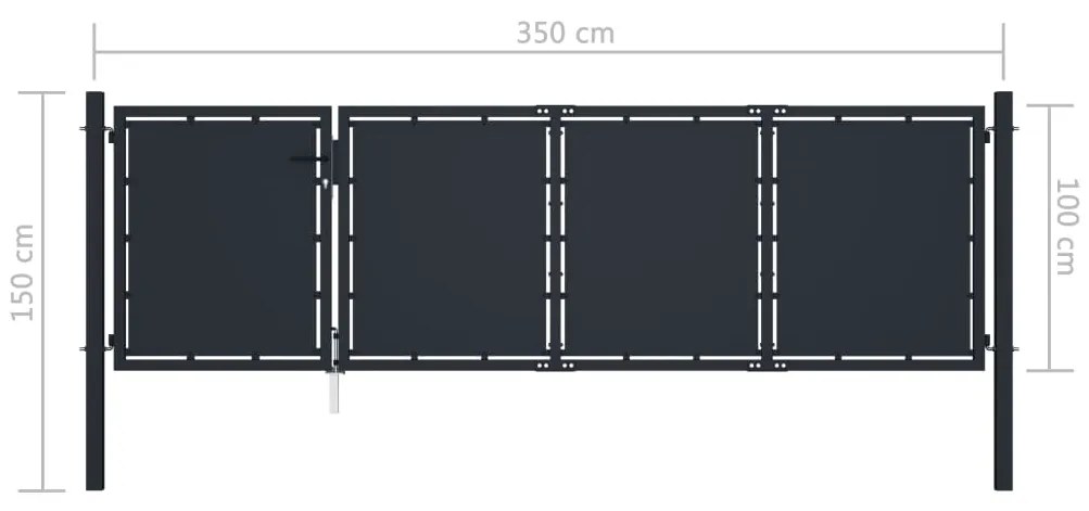 vidaXL Πόρτα Περίφραξης Κήπου Ανθρακί 350 x 100 εκ. Ατσάλινη