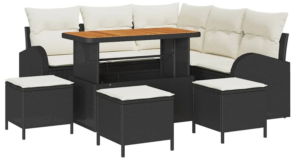 vidaXL Σετ Καναπέ Κήπου 9 pcs Μαύρο, Κρέμα 110 x 55 x 71 εκ