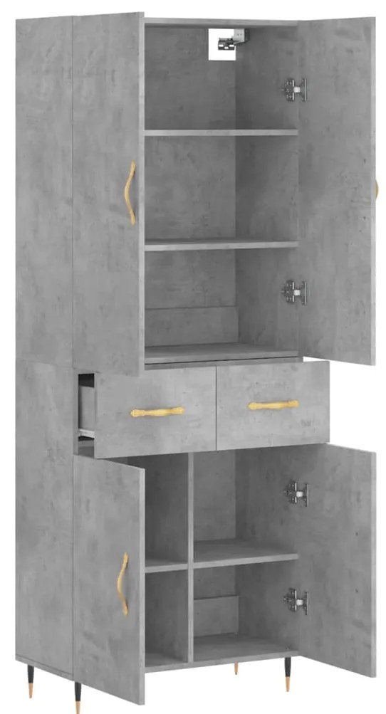 vidaXL Ντουλάπι Γκρι Σκυροδέματος 69,5x34x180 εκ. Επεξεργασμένο Ξύλο