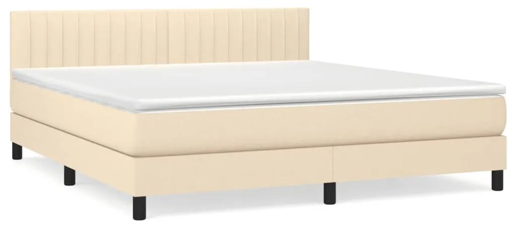 vidaXL Κρεβάτι Boxspring με Στρώμα Κρεμ 180x200 εκ. Υφασμάτινο