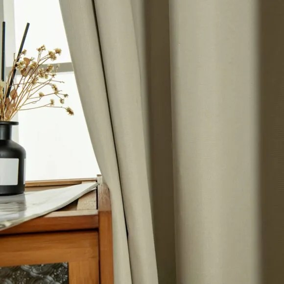 Beauty Home Κουρτίνα Full Blackout σκίασης με 8 κρίκους Soft Art 8391 Beige 140x270 Άμμου