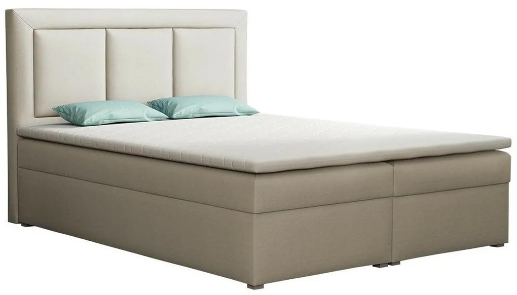 Κρεβάτι continental Pomona 112, Continental, Διπλό, Ανοιχτό καφέ, 180x200, Ταπισερί, Τάβλες για Κρεβάτι, 180x215x115cm, 187 kg, Στρώμα: Ναι