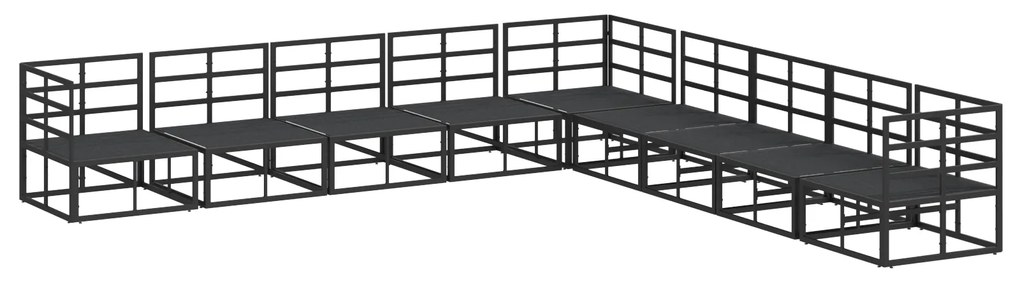 vidaXL Σετ Καναπέ Κήπου 9 pcs Μαύρο 353 x 353 x 71 εκ Αλουμίνιο