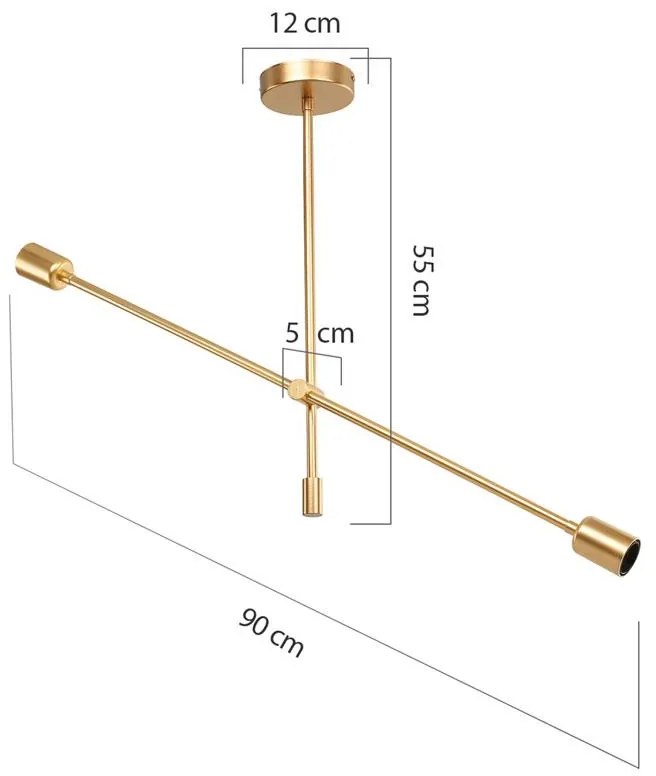 Φωτιστικό οροφής δίφωτο PWL-1157 E27 χρυσό 90x90x55εκ 90x90x55 εκ.