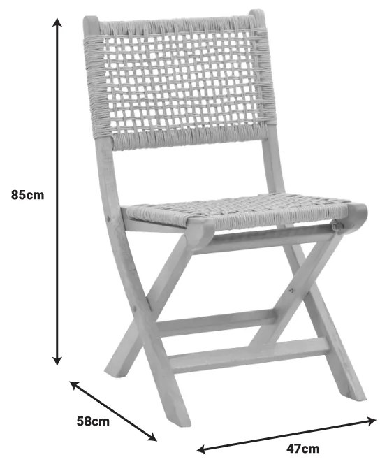 Καρέκλα πτυσσομενη Xianju pakoworld ξύλο οξιάς και σχοινί σε φυσική απόχρωση 47x58x85εκ