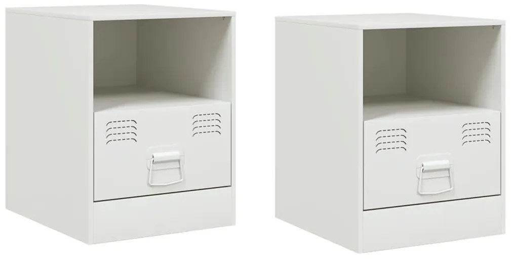 vidaXL Κομοδίνα 2 τεμ. Λευκό 34,5 x 39 x 44 εκ. από Χάλυβα