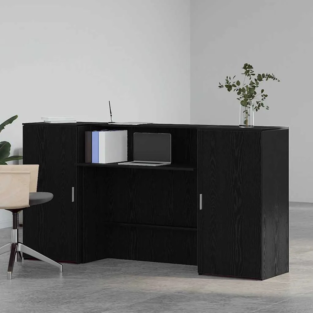 vidaXL Γραφείο υποδοχής Μαύρο Δρυς 200x50x103,5 εκ. Επεξεργασμένο Ξύλο