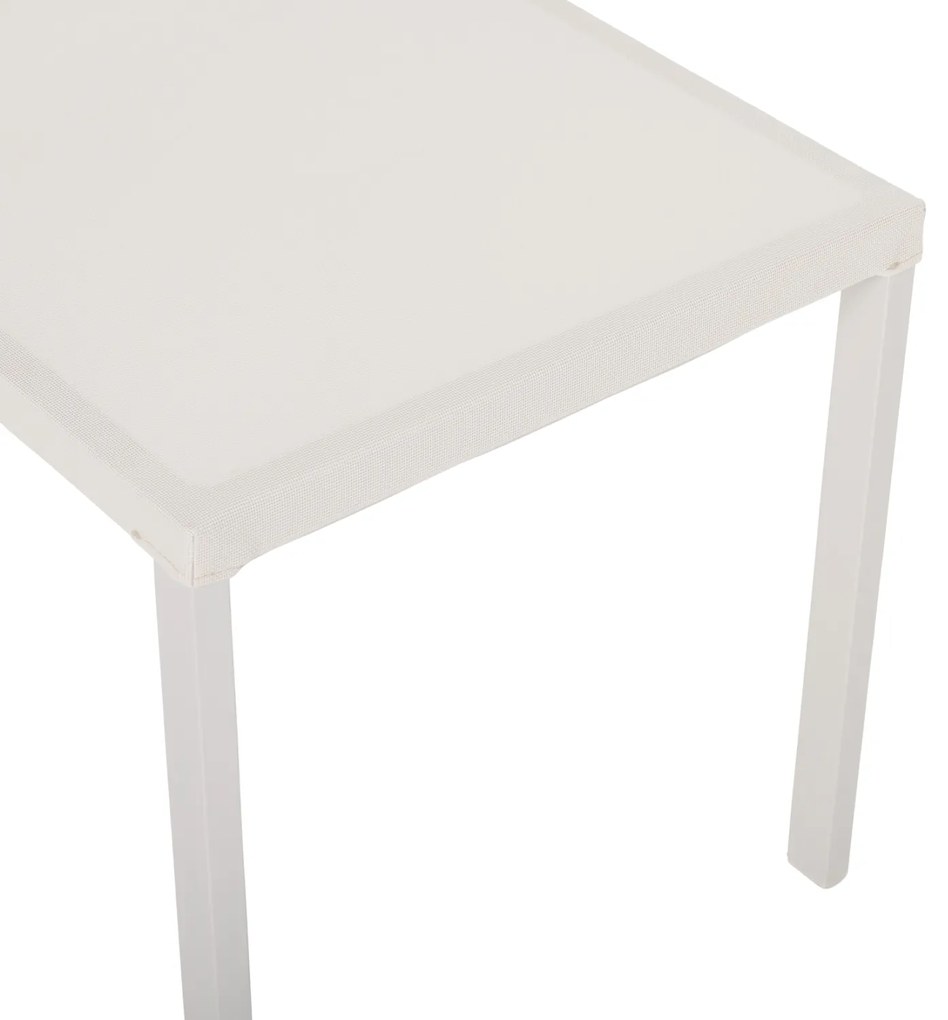 Καρέκλα Αλουμινίου Λευκή Μπεζ Rattan & Textline 46x55,5x83 Υ Εκ.