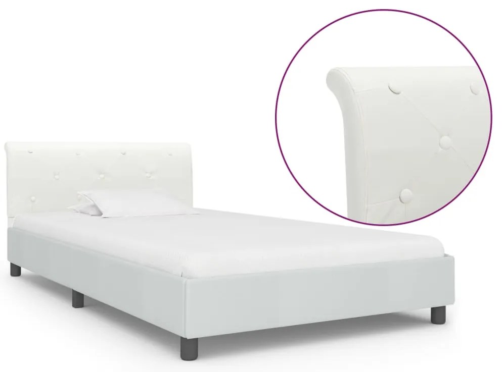 vidaXL Πλαίσιο Κρεβατιού Λευκό 100 x 200 εκ. από Συνθετικό Δέρμα