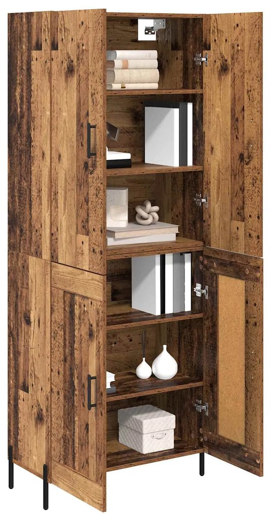 vidaXL Highboard Παλιό Ξύλο 69,5 x 34 x 180 εκ. Επεξεργασμένο ξύλο