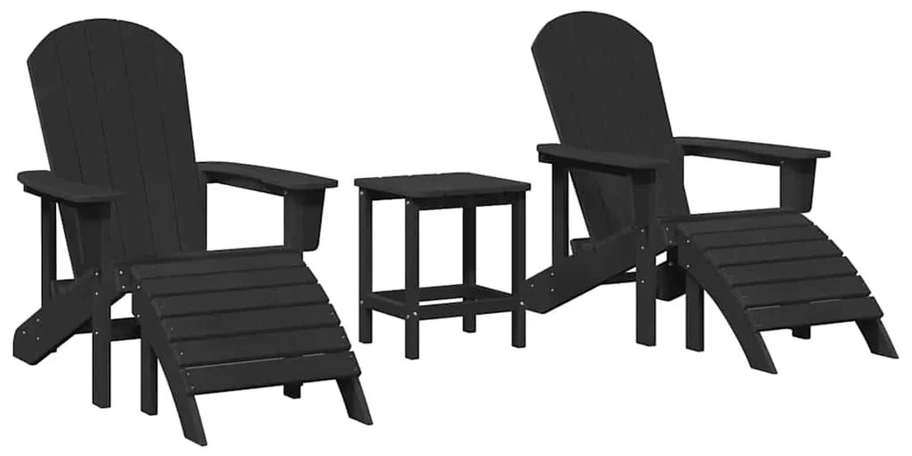 vidaXL Καρέκλα Κήπου 3 pcs Μαύρο Πολυαιθυλένιο