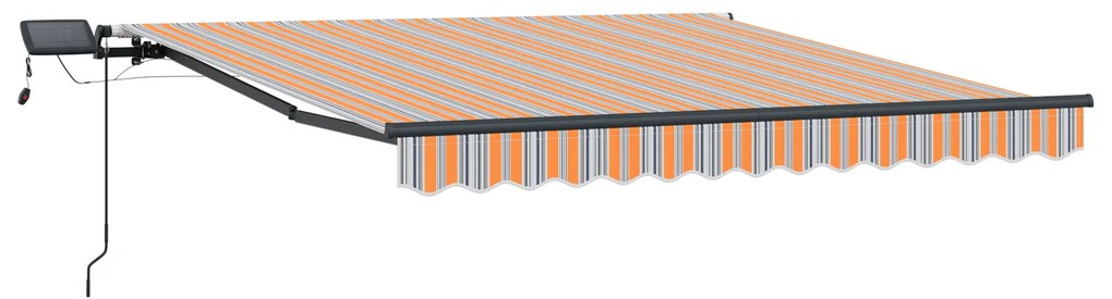 vidaXL Μηχανική Ανασυρόμενη Τέντα με Ριγέ LED 300x250 εκ.