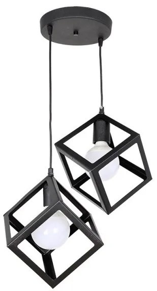 Κρεμαστό Φωτιστικό Οροφής Thora E27 δίφωτο 22x22x70εκ Megapap-GP030-0046,1-Μαύρο GP030-0046,1