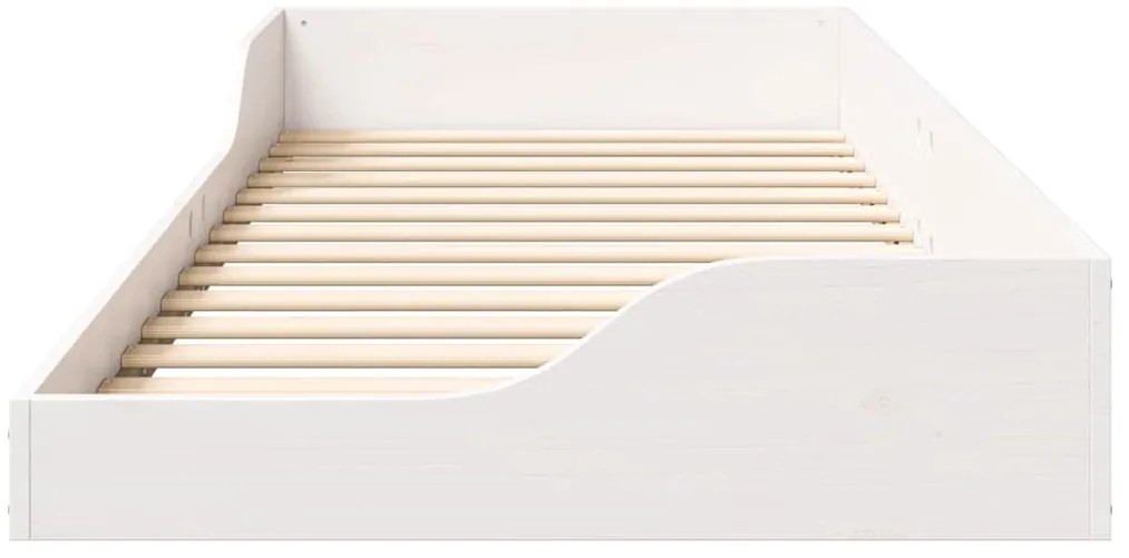 vidaXL Κρεβάτι δαπέδου Λευκό 100 x 220 cm Μασίφ ξύλο πεύκου