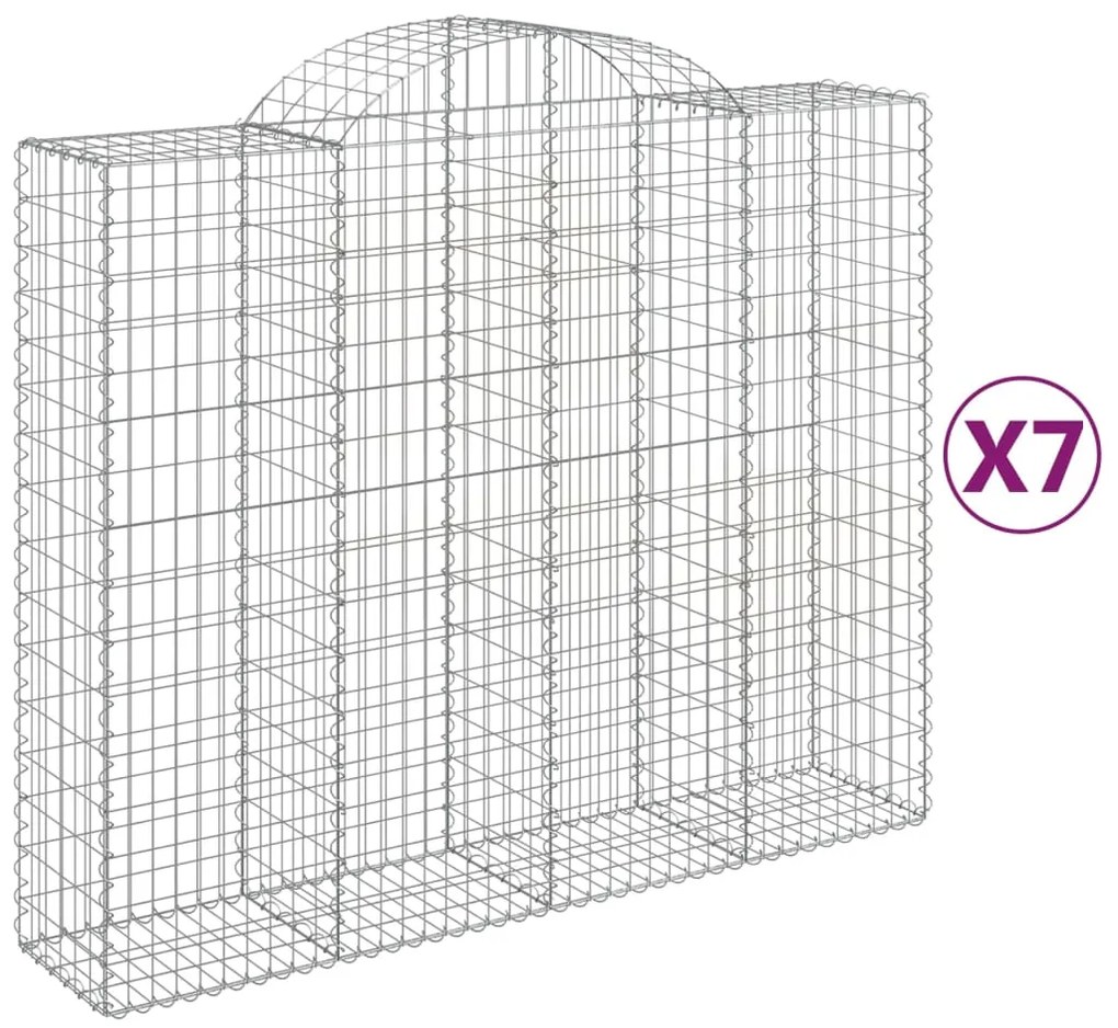 vidaXL Συρματοκιβώτια Τοξωτά 7 τεμ. 200x50x160/180 εκ. Γαλβαν. Ατσάλι