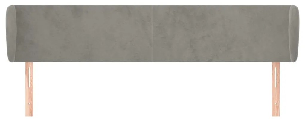 Κεφαλάρι με Πτερύγια Ανοιχτό Γκρι 163x23x78/88 εκ. Βελούδινο - Γκρι