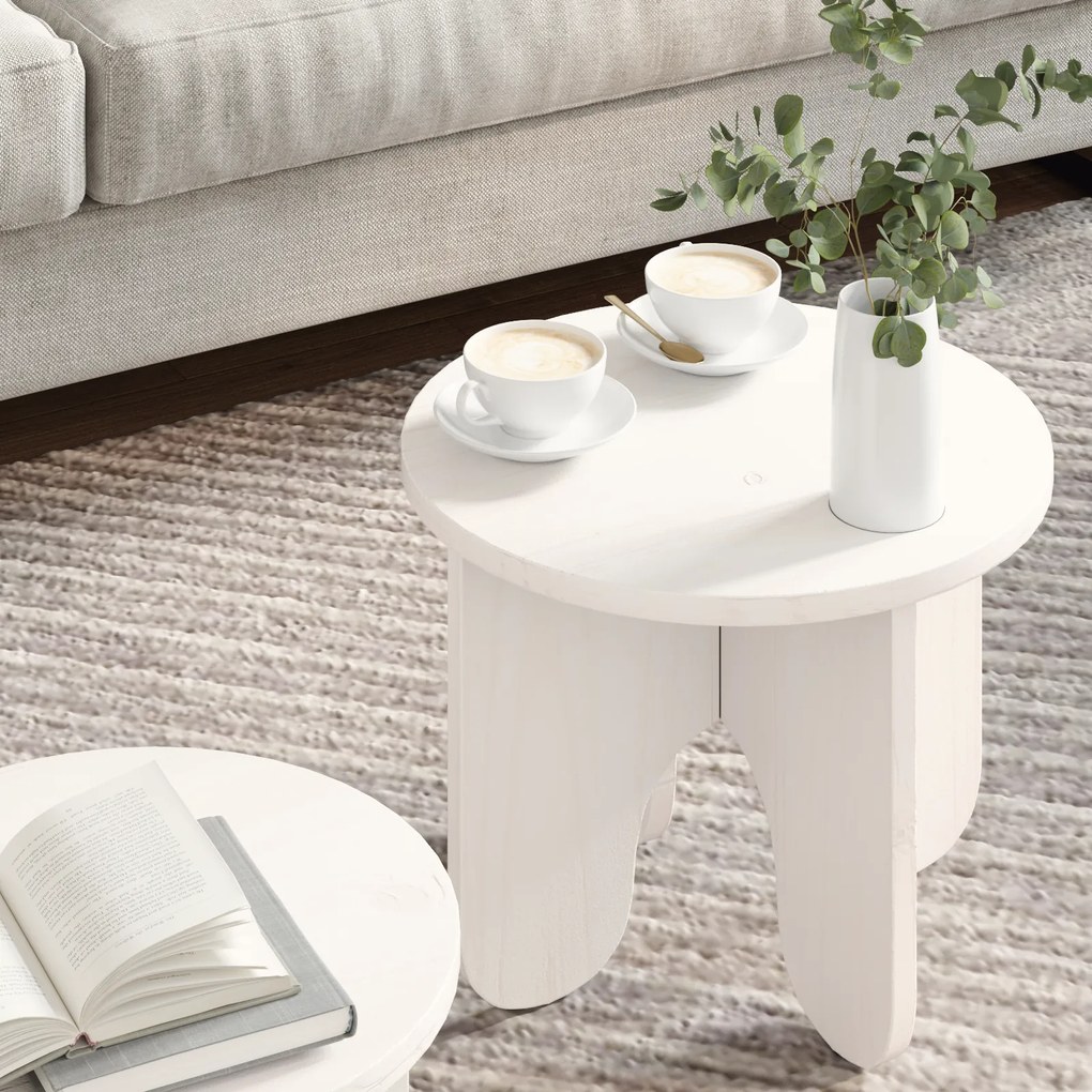 vidaXL Σετ Τραπεζιού Για Καφέ 2 pcs Λευκό 39.5 x 39.5 x 30 εκ.