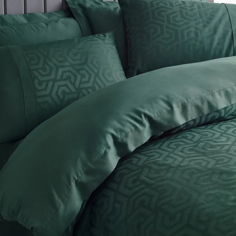 Σετ κλινοσκεπασμάτων Cotton Box 129CTN3658, 100% βαμβακερό σατέν, 6 τεμάχια, κάλυμμα 200x220 cm, σεντόνι 240x260 cm, κάλυμμα 50x70 cm, πράσινο