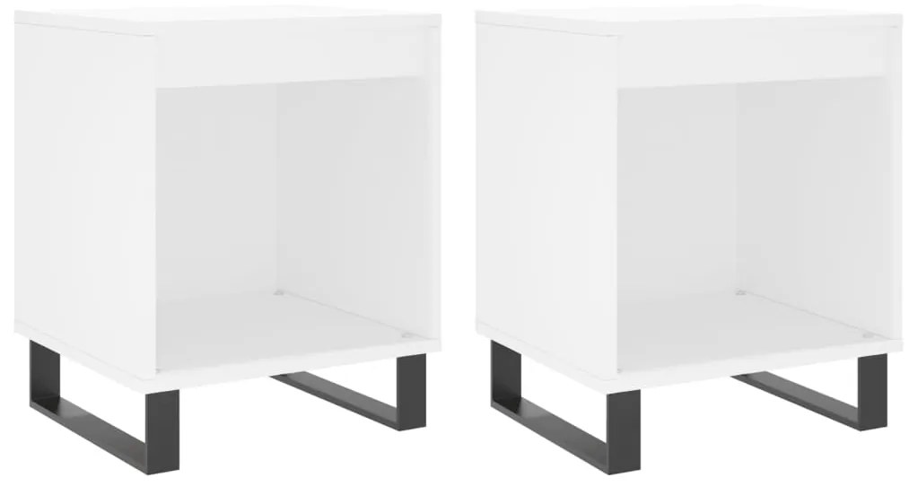 vidaXL Κομοδίνα Λευκά 2 τεμ. 40 x 35 x 50 εκ. από Επεξεργασμένο Ξύλο