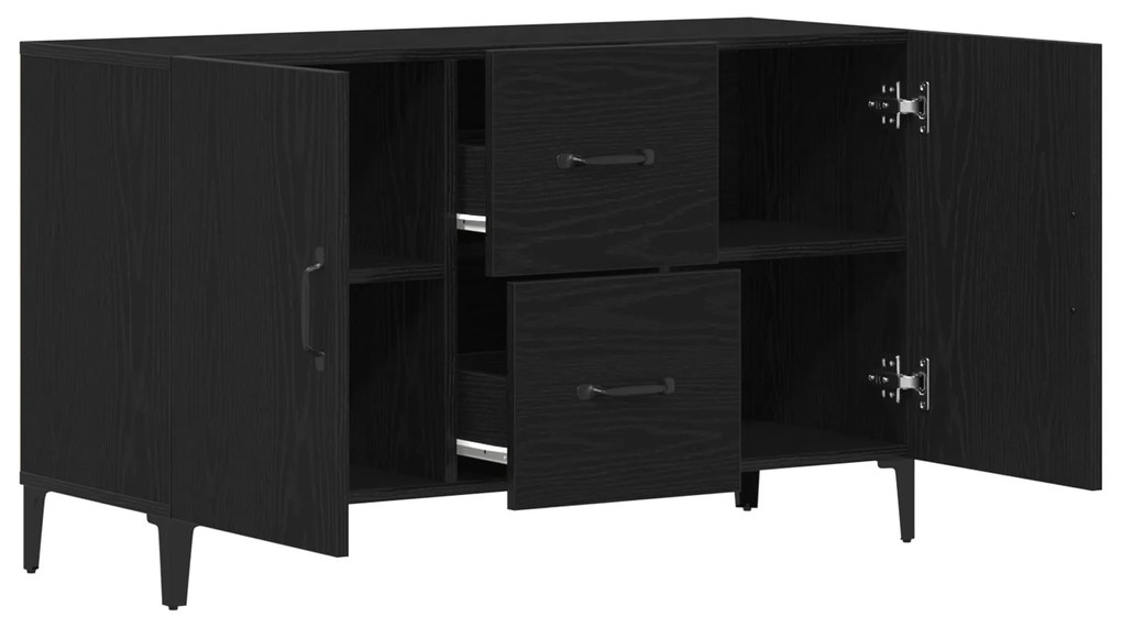 vidaXL Μαύρος Δρύινος Μπουφές - 100 x 36 x 60 εκ - Κατασκευασμένος από Μηχανικά Ξύλα