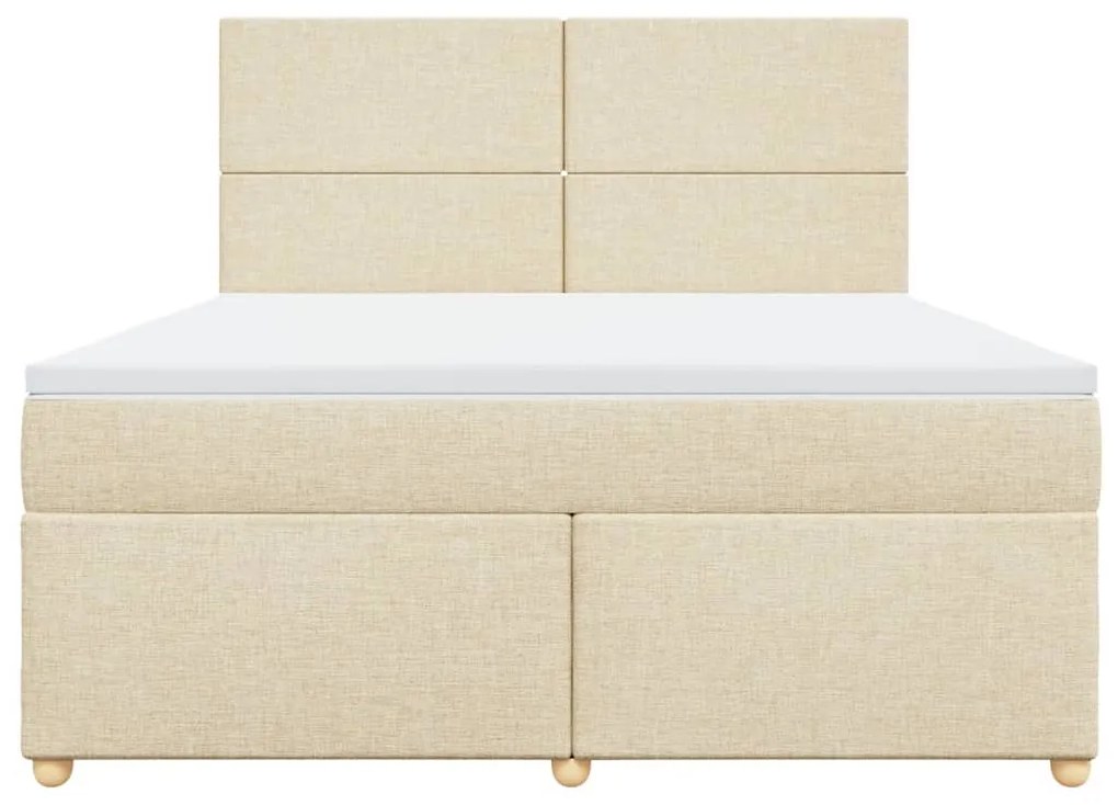 vidaXL Κρεβάτι Boxspring με Στρώμα Κρεμ 180x200 εκ. Υφασμάτινο