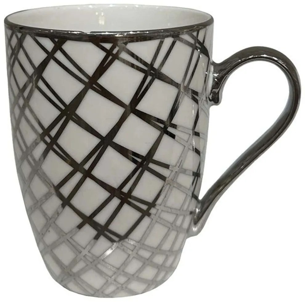 Κούπα Chic 028832 8x8x11cm White-Silver Πορσελάνη