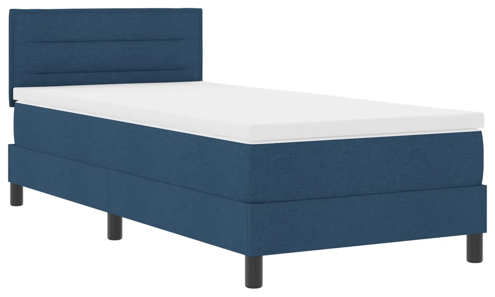 vidaXL Κρεβάτι Box Spring με Στρώμα Μπλε 90x190 εκ. Υφάσματος