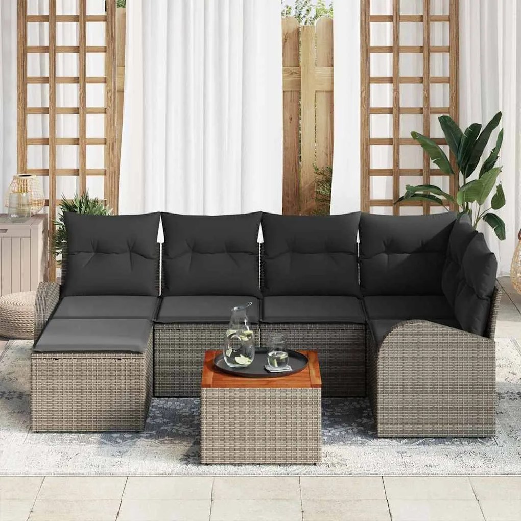 vidaXL Σετ Καναπέ Κήπου 7 pcs Γκρι Πολυ ράταν